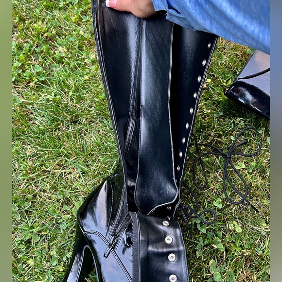 Chunky Pleaser Goth Stripper Exotic Dancer Boots 7 7.5 platform Electra laceup - Picture 5 of 14